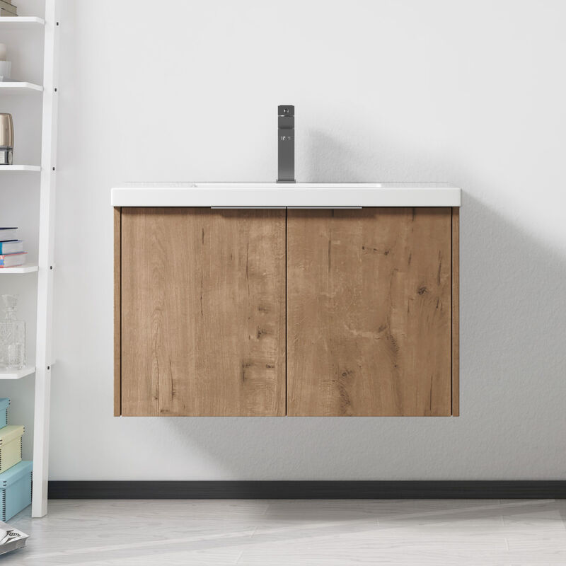 ELEMENT ACE Soft Close Doors Floating Bathroom Vanity With Resin Sink For Modern Bathroom Storage image number 1