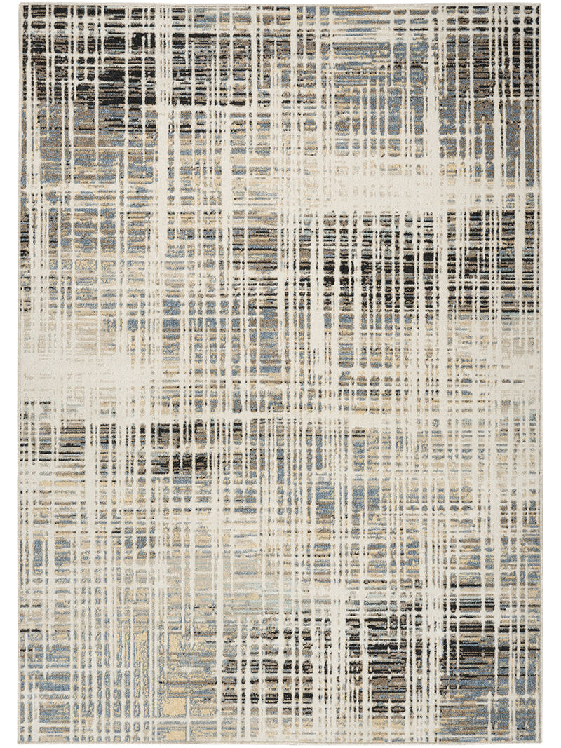 Washable Decor WSD07 Ivory/Blue 6'7" x 9' Rug