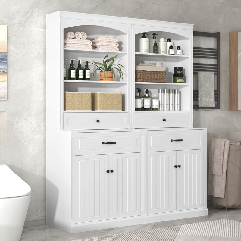 Merax Bathroom Storage Cabinet with Four Doors