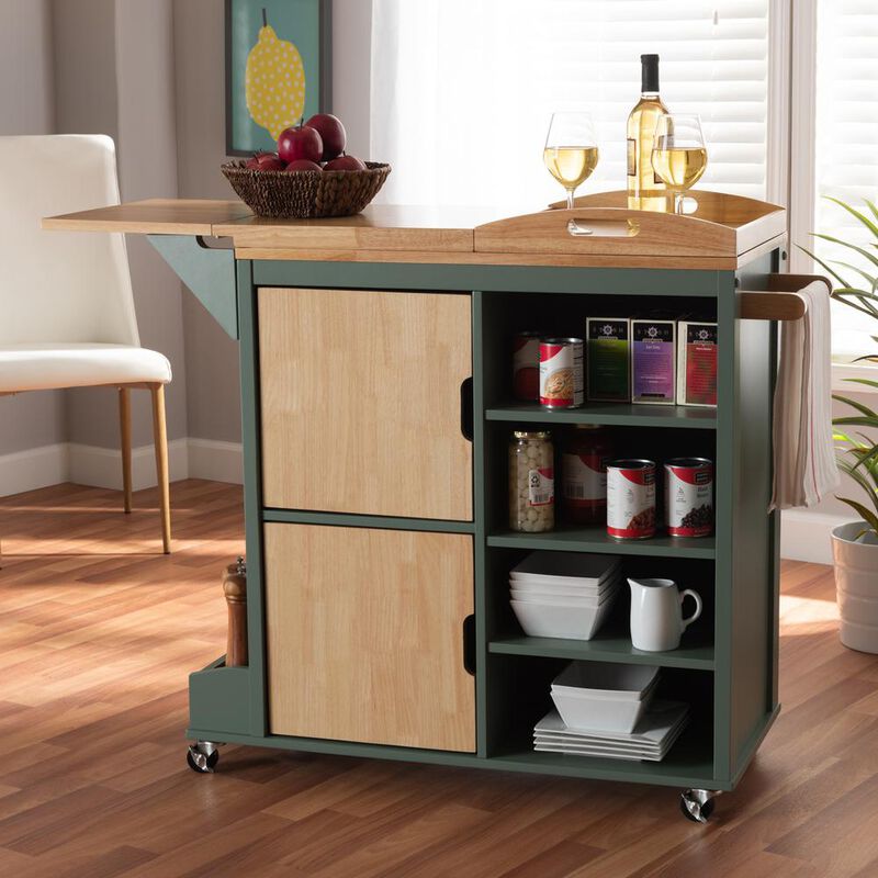 Baxton Studio Natural Wood Kitchen Storage Cart