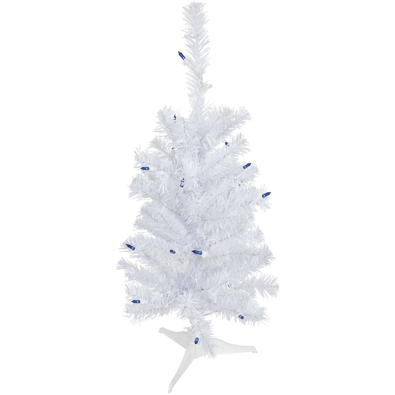 2' Pre-Lit Woodbury White Pine Slim Artificial Christmas Tree  Blue Lights