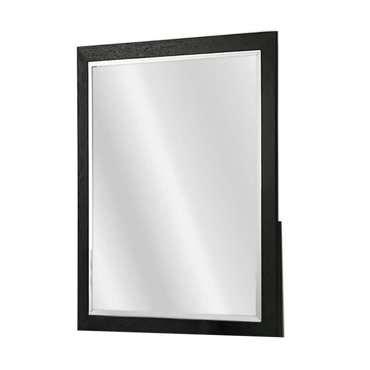 Portrait Dresser Mirror, Black, Rubberwood, 36x40 Wide Frame Profile