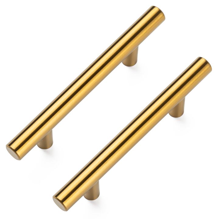 Aegero 25 Pack 5'' Cabinet Pulls Brushed Brass Stainless Stainless Steel Kitchen Drawer Pulls Cabinets Handles, 3 Inch Hole Cent