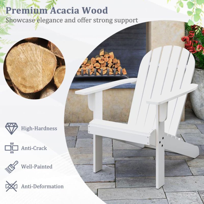 Hivvago Acacia Wood Lounge Patio Adirondack Chair with Inclined Seat