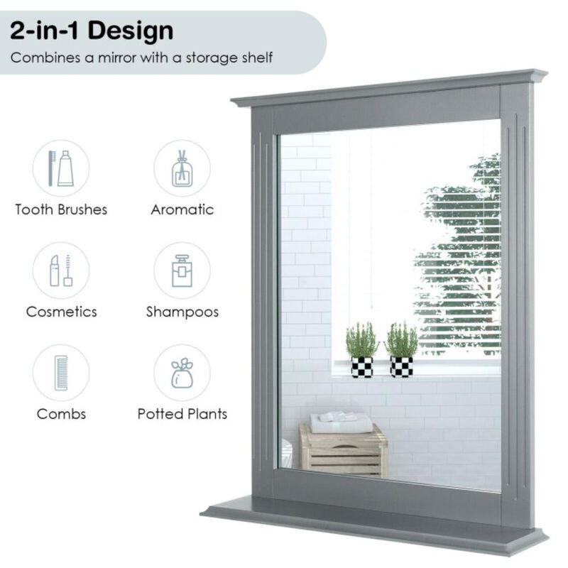 Hivvago Wall-Mounted Multipurpose Vanity Mirror with Shelf