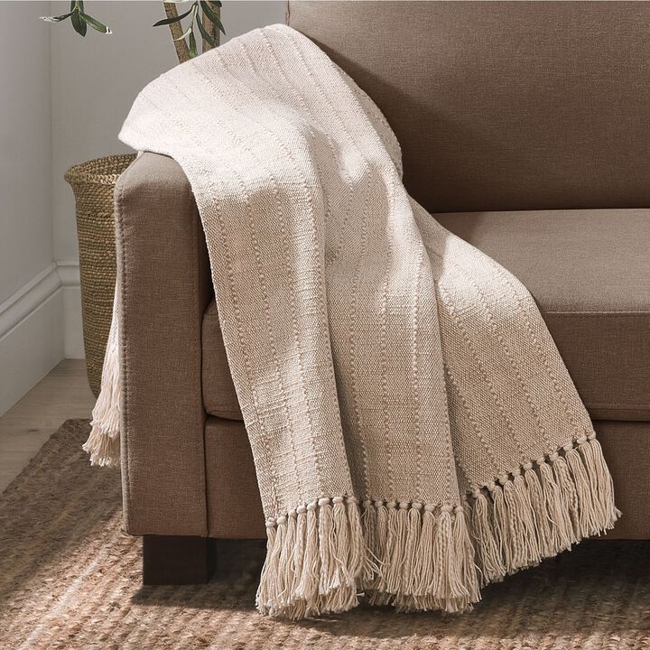 Nate Home by Nate Berkus Textured Cotton Throw Blanket, Natural