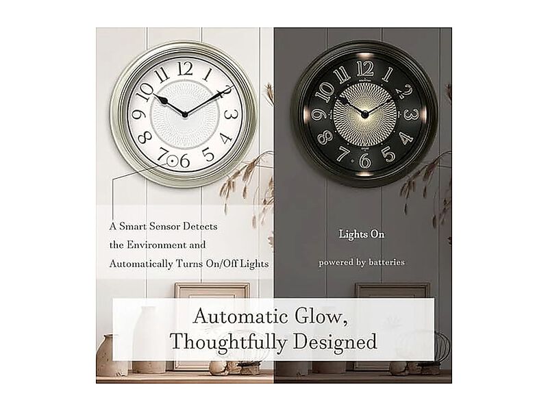 13 Inch Galaxy Luminous Atomic Wall Clock Night Light Illuminated Smart Sensor image number 2