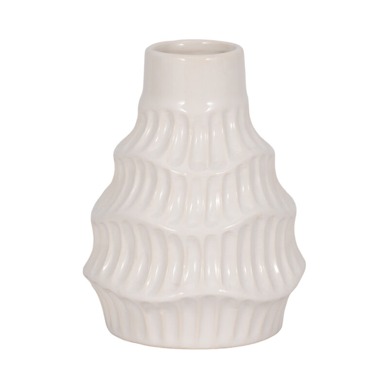 Cer, 6" Wavy Vase, White image number 2