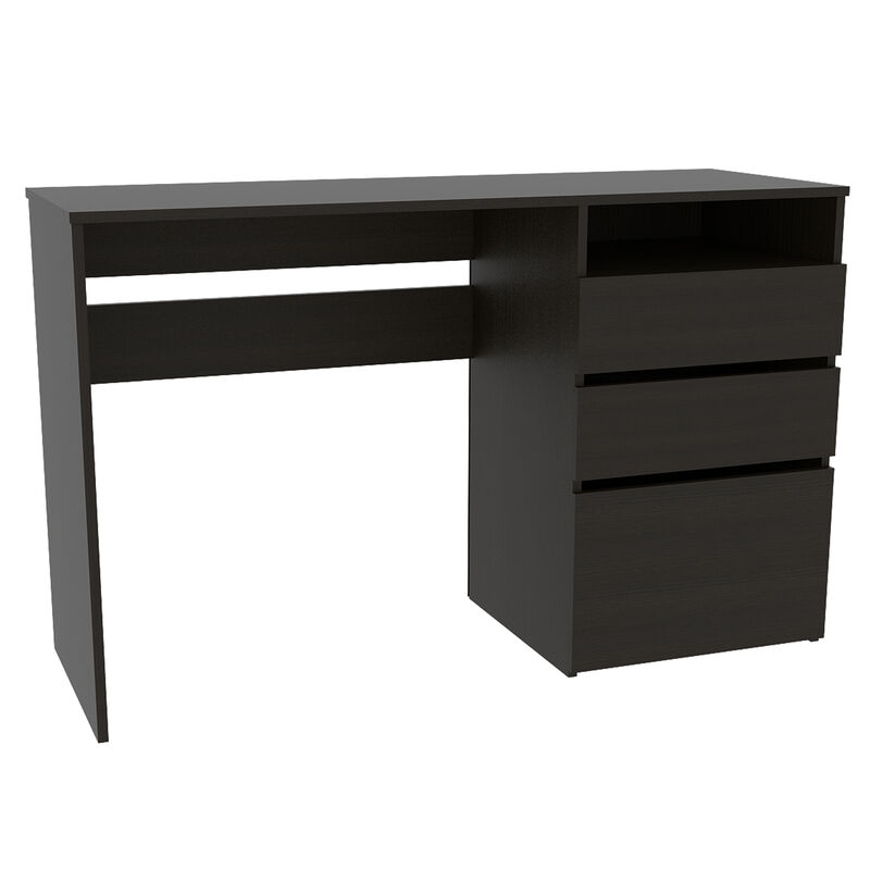 DEPOT E-SHOP Kenai 3 Drawers Computer Desk, One Shelf, Black
