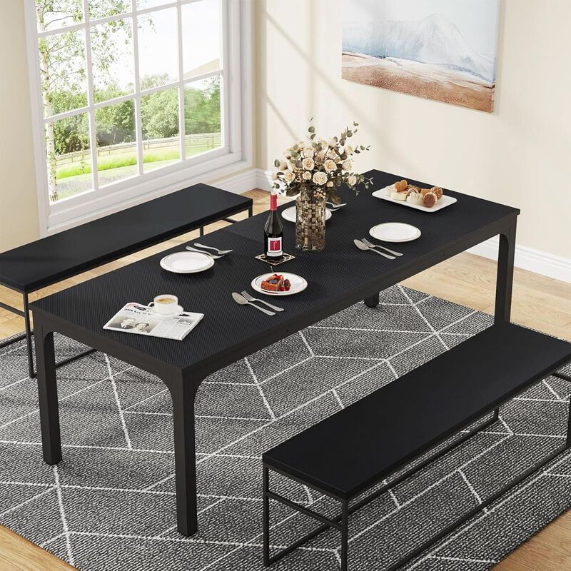 ShipItFurniture Black 78" Rectangular Dining Table, Seats 6&ndash;8 image number 2