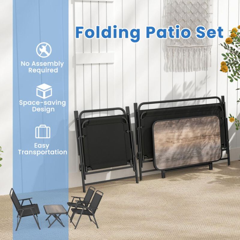 Hivvago 4 Pieces Patio Folding Furniture Set with SPC Coffee Table and Patio Chairs