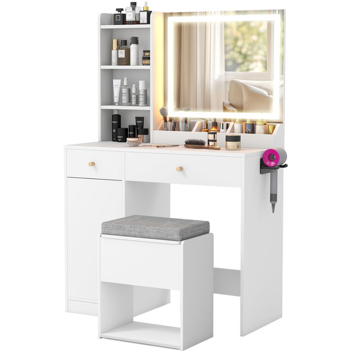 Vanity Dressing Table and Chair Set with Mirror and Lights
