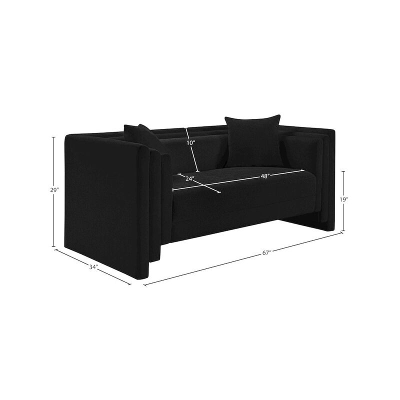 Meridian Furniture Everett Black Chenille Fabric Loveseat