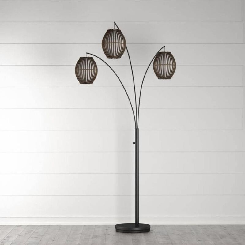 Hivvago Modern Mid-Century Bohemian 82-inch Arch Floor Lamp with 3 Barrel Lights