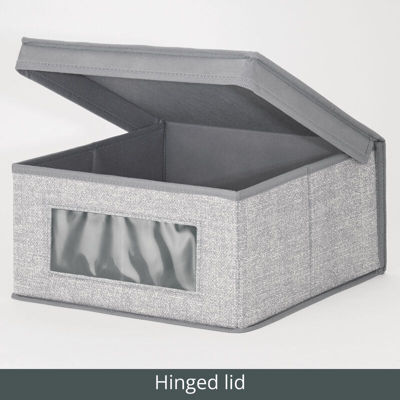mDesign Medium Fabric Closet Storage Box, Front Window/Lid, 6 Pack, Black/Cream image number 6