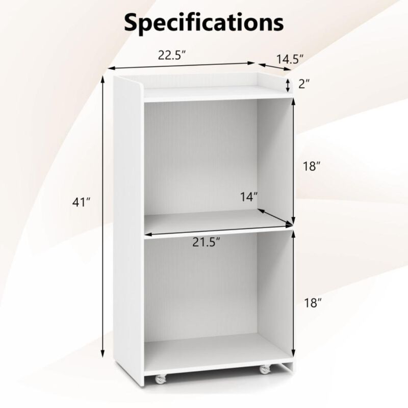 Hivvago Rolling Podium Stand with 2 Shelves and Lockable Wheels