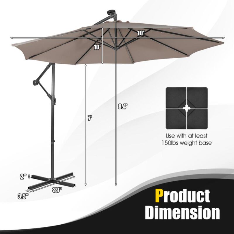 Hivvago 10 Feet Patio Cantilever Umbrella with Tilting System