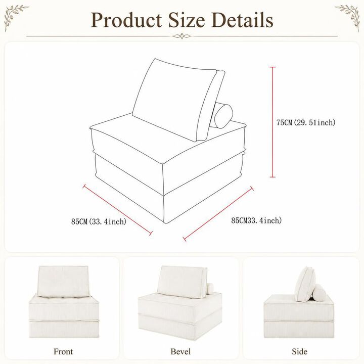 GOODSILO Modular Single Seater Sofa with DIY Multi-Combination Design, Skin-Friendly Fabric for Living Room