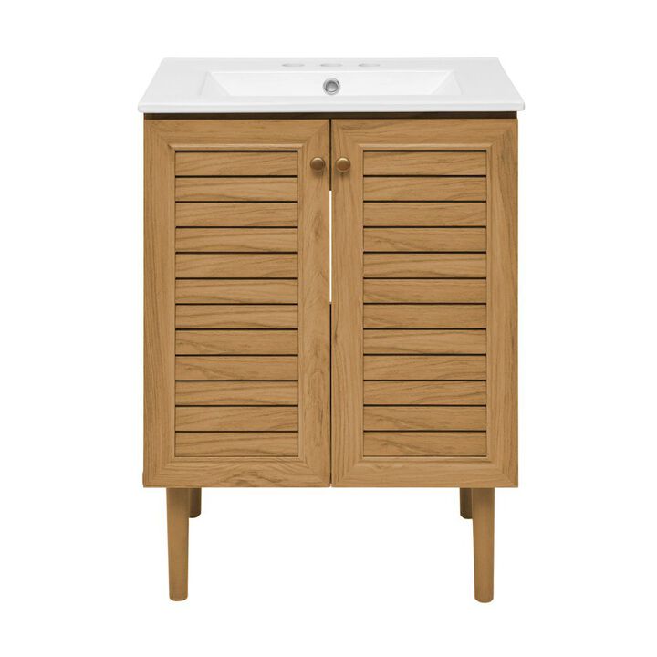24" Freestanding Bathroom Vanity with 3-Hole Centerset Sink Top