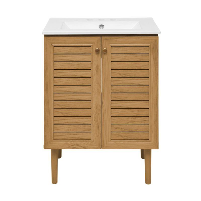 24" Freestanding Bathroom Vanity with 3-Hole Centerset Sink Top image number 0