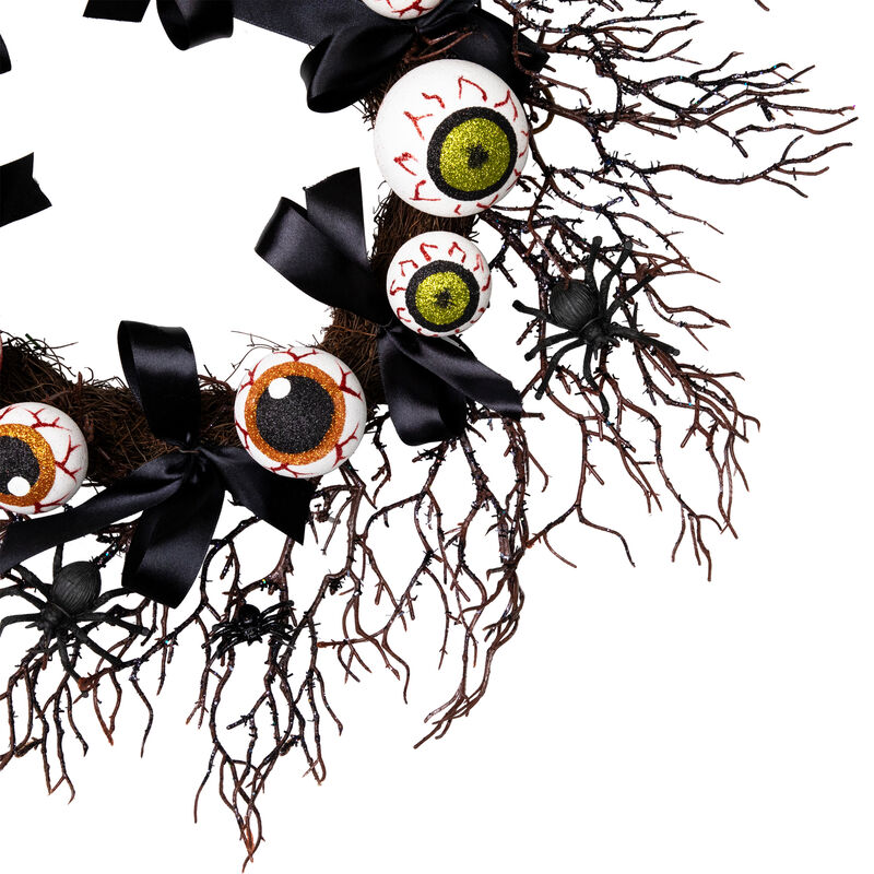 Eyeballs and Spiders Halloween Twig Wreath  24-Inch  Unlit image number 2