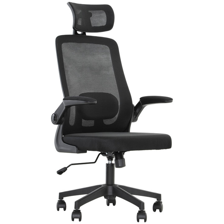 Hivvago Mesh Office Chair with Flip-Up Armrests and Adjustable Lumbar Support