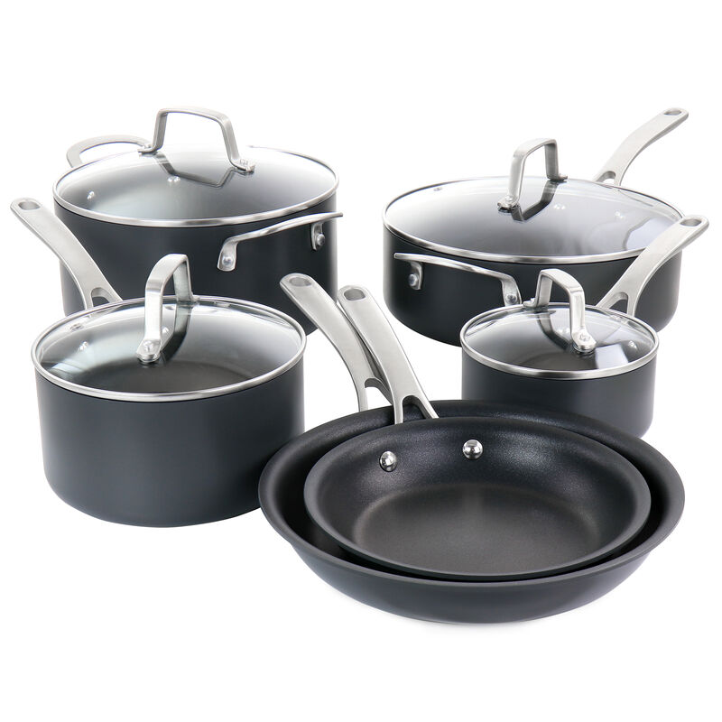 Martha Stewart 10 Piece Nonstick Hard Aluminum Cookware Set in Matte Black