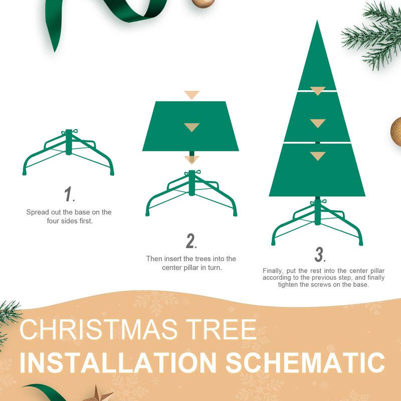 5 ft. Christmas Tree with 756 Tips PE PVC Hinged Branches Metal Stand Classic Green Holiday Decoration