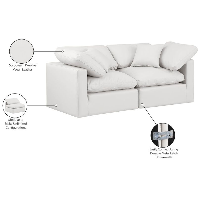 Meridian Furniture Indulge Cream Vegan Leather Modular Sofa
