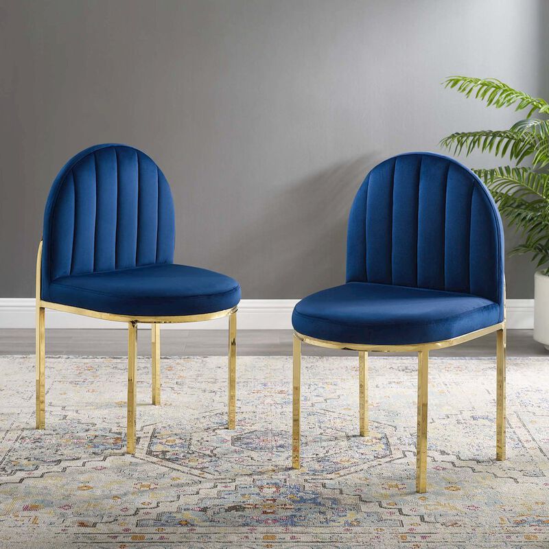 Modway Furniture EEI-4503-GLD-NAV Isla Dining Side Chair for Performance Velvet, Gold Navy - Set of 2 image number 7