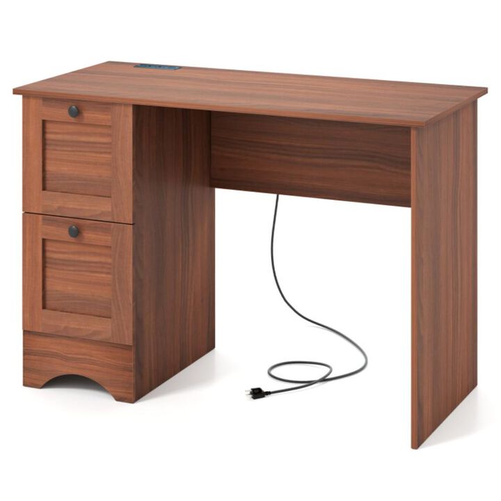 Hivvago Wooden Computer Desk Workstation with 2 Drawers for Home and Office