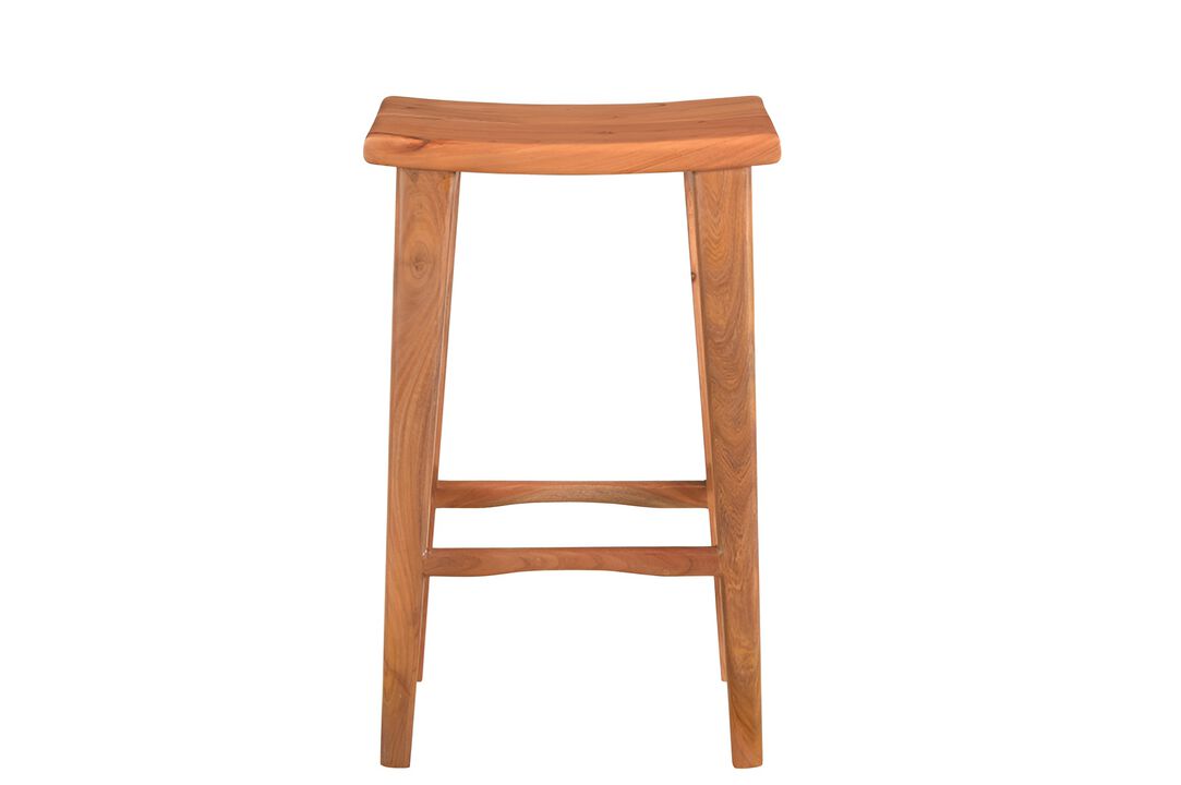 HomeRoots 32" Brown Solid Wood Backless Counter Height Bar Chair