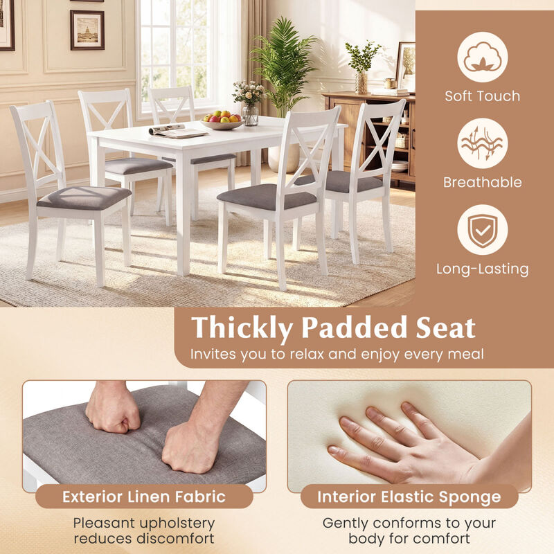 Set of 4 Dining Room Chairs with Rubber Wood Frame and Padded Seats image number 3