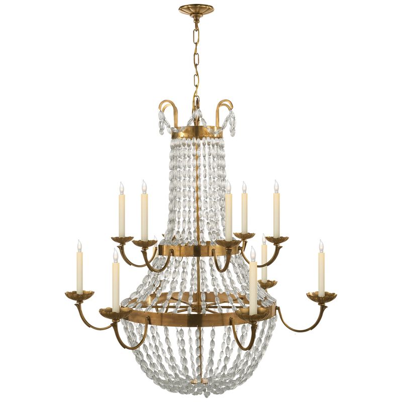 Paris Flea Market Grande Chandelier in Antique-Burnished Brass