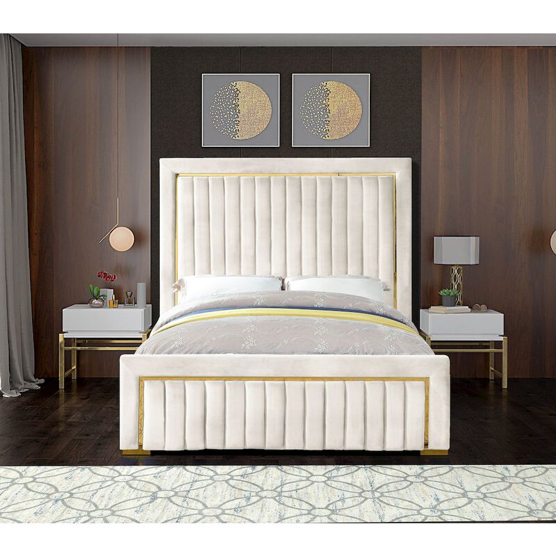 Meridian Furniture Dolce Cream Velvet King Bed