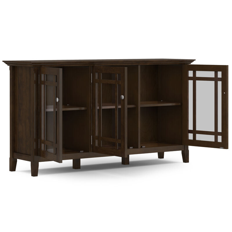 Bedford SOLID WOOD 62 inch Wide Transitional Wide Storage Cabinet in Dark Tobacco Brown