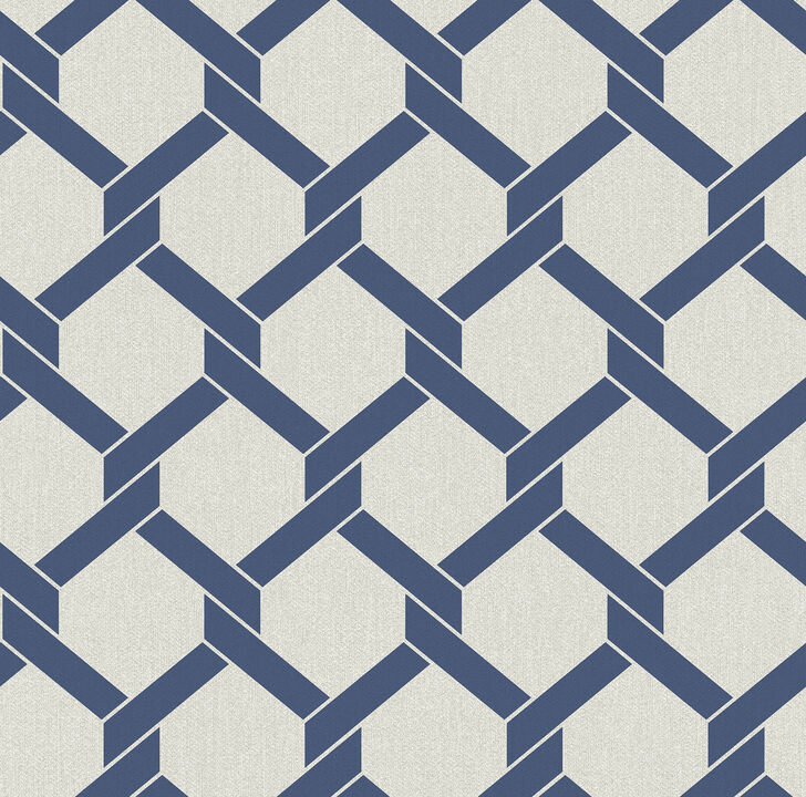 Payton Blue Hexagon Trellis Wallpaper