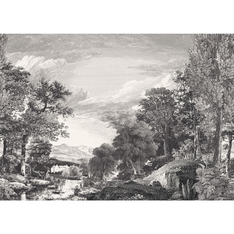 Provincial Scenic Black Wall Mural (Set of 2) image number 0