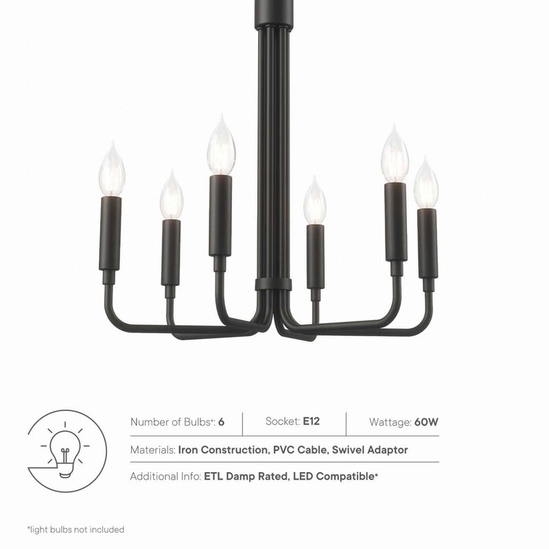 Modway Rekindle 6-Light Chandelier in Black image number 6