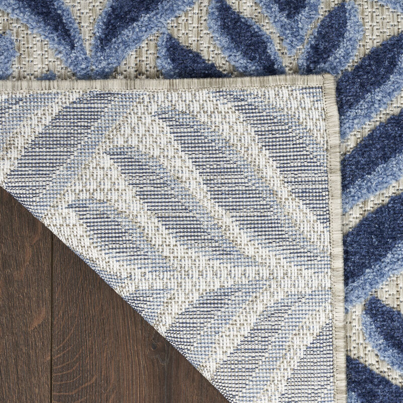 HomeRoots 6' Blue And Gray Botanical Leaves Indoor Outdoor Runner Rug image number 5