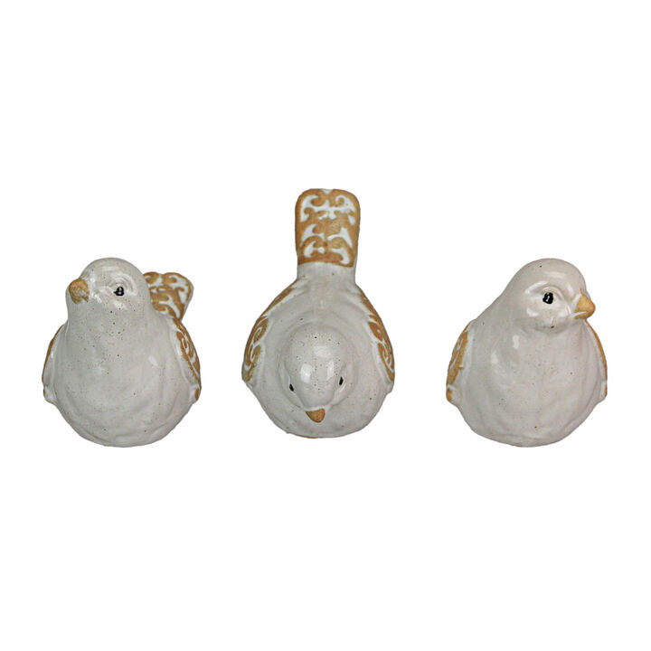 5 Inch Ceramic Bird Figurine Farmhouse Art Home Decor Shelf Sculpture Set of 3