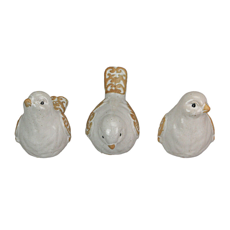5 Inch Ceramic Bird Figurine Farmhouse Art Home Decor Shelf Sculpture Set of 3 image number 1