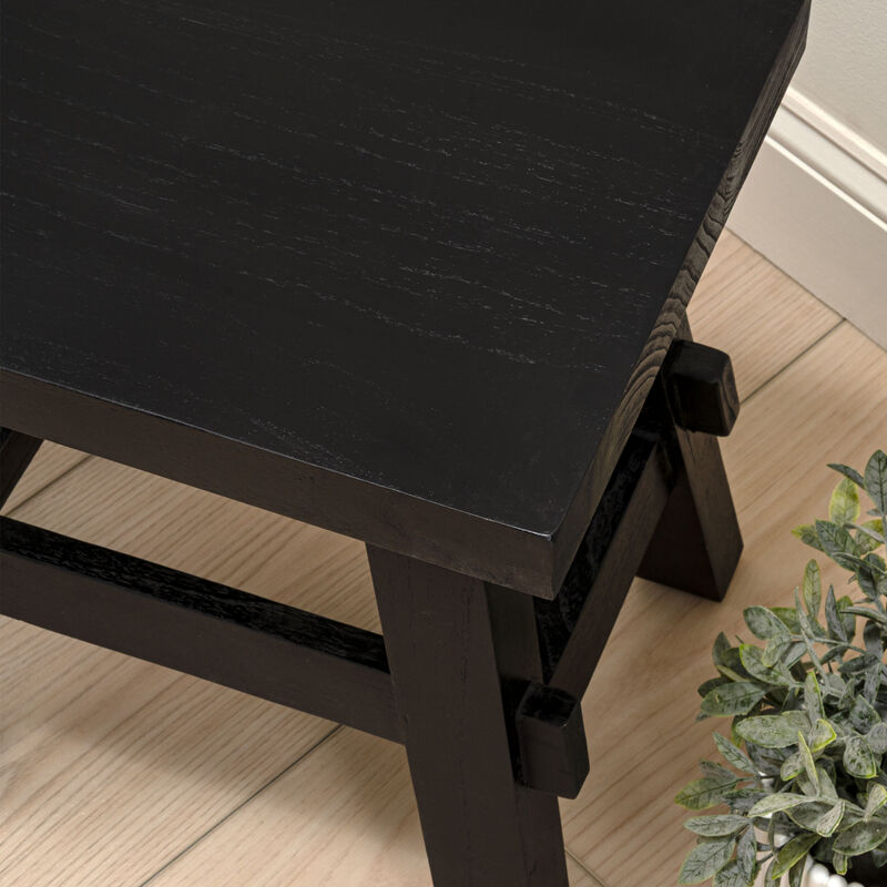 Revine Rustic Farmhouse Solid Mindi Wood Handcrafted Accent Stool image number 7