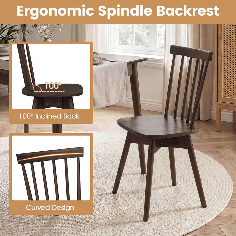 Set of 4 Swivel Dining Chairs with Rubberwood Frames for Kitchen image number 6