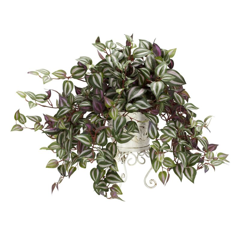Nearly Natural Wandering Jew w/Metal Planter