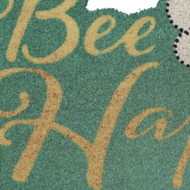 HomeRoots 18" X 30" Beige and Green Coir Bees Outdoor Door Mat image number 3