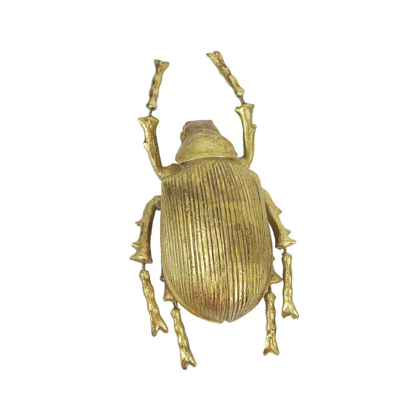 Resin Gold Ground Beetle Painted Sculpture Wall Art Home Decor Hanging Statue image number 0