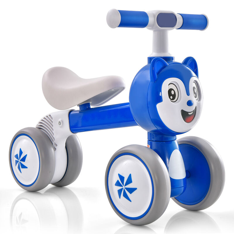 Infant Balance Bike with 4 Wheels No Pedal Design for Early Riding Skills-Blue image number 6