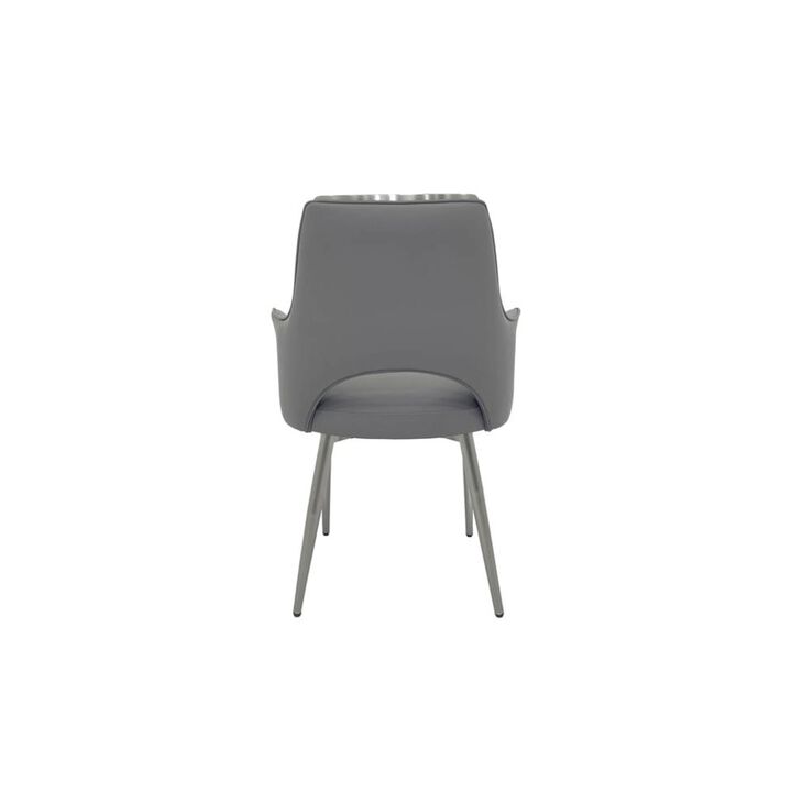 Set of 2 Dining Chair with PU Seat and Matte Gold Legs