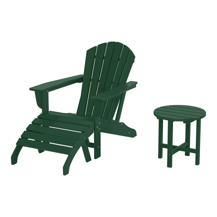 WestinTrends Outdoor Adirondack Chair With Ottoman And Side Table 3-Piece Set